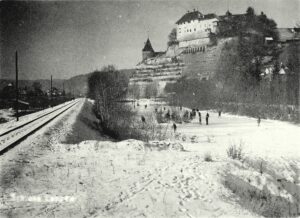 1930: Haldenweiher und Bahndamm "Schlööfle rund um ds "Inseli"