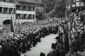 1939: Festakt auf dem Läubliplatz mit Gesamtbundesrat